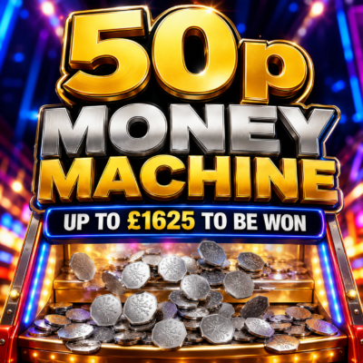 50p Money Machine – Win upto £200 instantly + £100 End prize